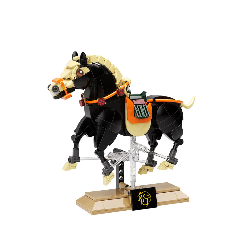 EK040 一匹黑馬積木拼插擺件